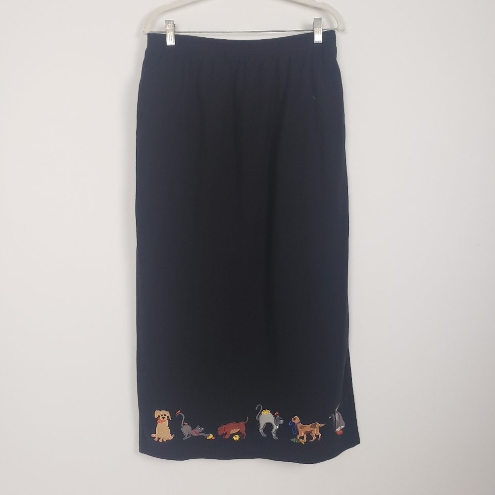 Dog & Cat Vintage Animal Embroidery Detailed Skirt